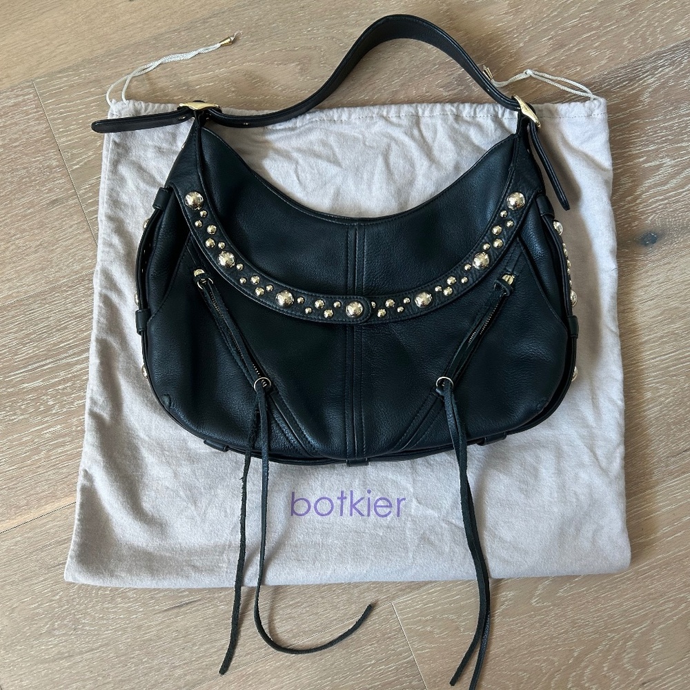 Large Botkier Studded Black Leather Shoulder Bag Barely Used Storage Bag